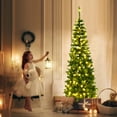 thumbnail image 1 of Costway 6.5ft Pre-Lit Hinged Pencil Christmas Tree 250 White Lights, 1 of 9
