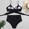 thumbnail image 3 of Pisexur Women's Push Up Bathing Suits Ruched Swimsuits Halter Bandage Two Piece Bikini High Waisted Bikini, 3 of 5