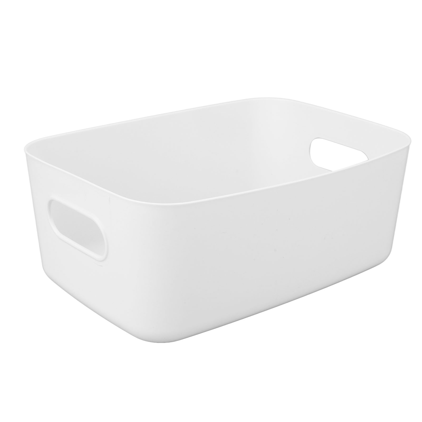 Plastic Bin, PP Material Storage Basket Glossy  White Large  for Bedroom