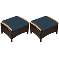 thumbnail image 1 of Outsunny Pouf Repose-Pieds d'Extérieur en Osier, 2 Pcs, Coussin Amovible, Bleu, 1 of 10