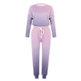 thumbnail image 5 of Yuyuzo Ensemble 2 Pcs d'Automne pour Femme, Haut à Manches Longues à Blocs de Couleur Patchwork et Pantalon à Bas Resserré, Ensembles de Détente, 5 of 5