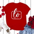 thumbnail image 4 of Chandails à Col Rond pour Couples Assortis, Imprimé de Lettres de la Saint-Valentin, Légers, Manches Courtes, T-Shirts Classiques, Coupe Ample, Confortables, Doux, Tenue de Vacances pour Lui et Elle, Vêtements, Rouge G, 4 of 5