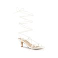 thumbnail image 1 of BLISSFUL STEP Sandales à Petits Talons à Brides et à Lacets pour Femmes Blanches (Taille 7,5), 1 of 7