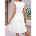 thumbnail image 4 of Robes d'Été pour Femmes Sans Manches Décontractées Amples Évasées à Boutons Robe Midi avec Poches Blanc P, 4 of 9