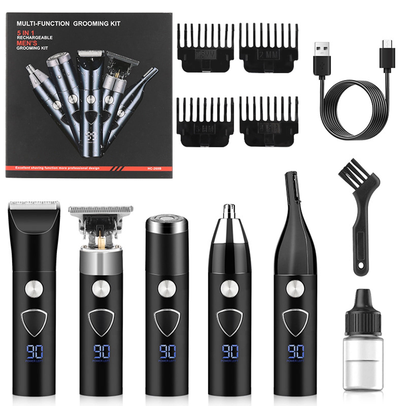 Dvkptbk Electric Shaver for Men Bald Shavers for Men 5 In 1 Double Shaver for Men Barber Shaver with 3-Speed Shaver with 4 Different Functional Replacement Heads