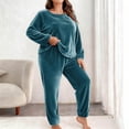 thumbnail image 1 of Ounisa Women Plus Size Pajama Set, Long Sleeve Button-Down Soft Comfy Two-Piece Sleepwear Lounge Set, 1 of 5