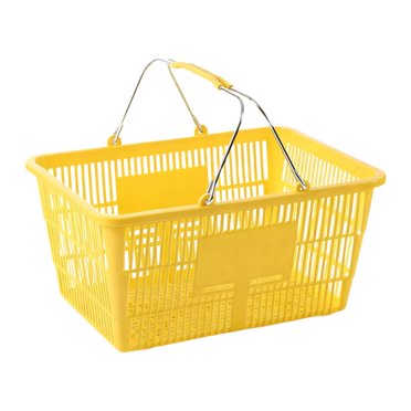 Siruishop Panier d'Achats Portatif Léger en Métal avec Poignée pour Aliments Jouets Chambre Jaune
