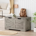 thumbnail image 4 of BeesClover Storage Chest, Storage Bench with Safety Hinge, Wooden Storage Trunk, Flip Top Blanket Storage Chest Trunks, Bench Storage for Entryway, Living Room, Bedroom, 4 of 10