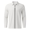 thumbnail image 3 of RXIRUCGD Men's Solid Color Design With Zippered Pockets Long Sleeved Hooded Casual Jacket, White, Size: L, 3 of 5