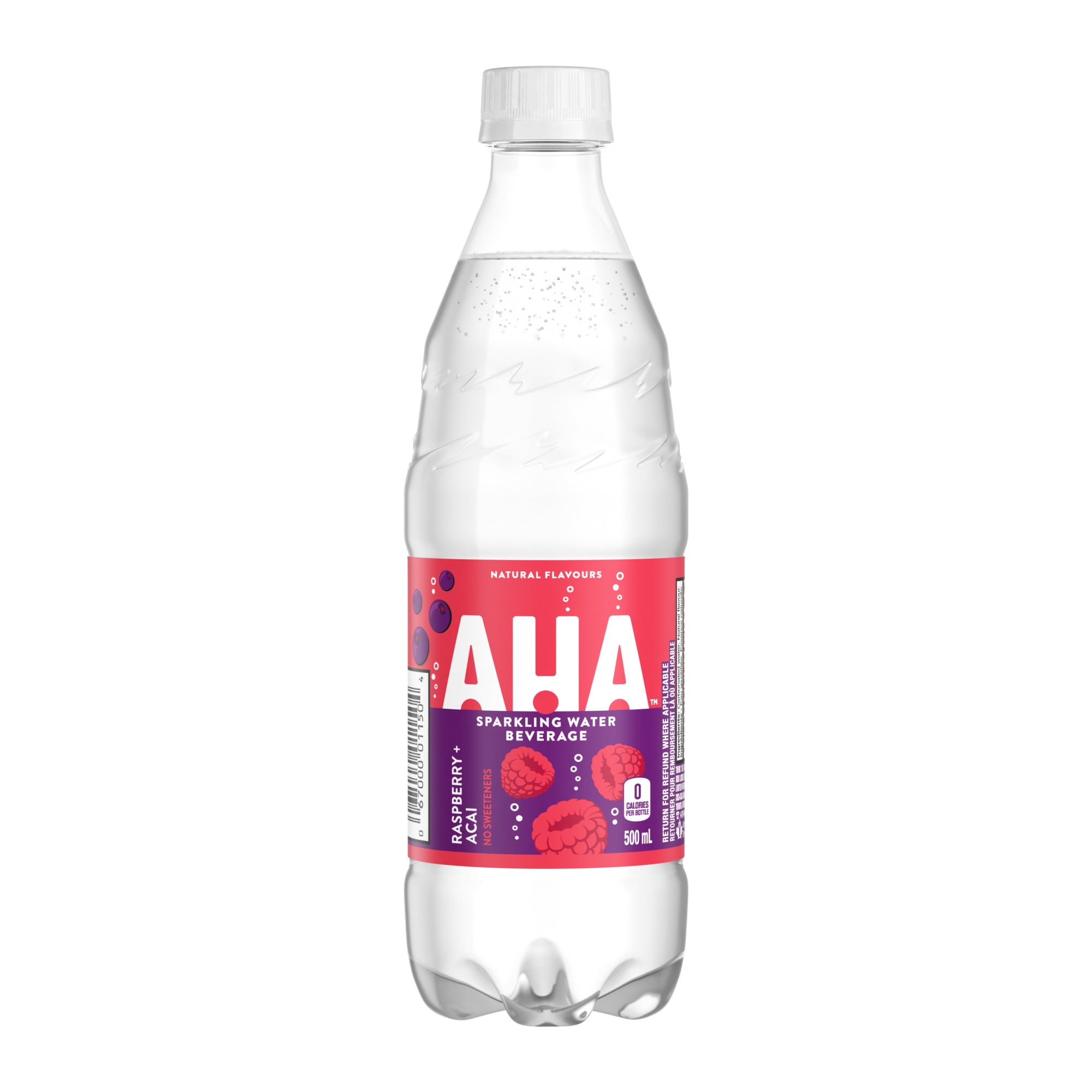 Boisson à l’eau pétillante Aha Framboise + açaï Bouteille, 500 mL