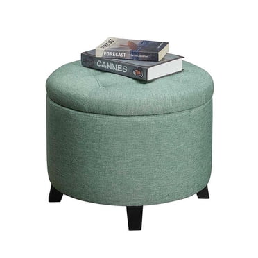Convenience Concepts Designs4Comfort Pouf Rond en Tissu Vert Menthe
