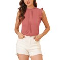 thumbnail image 1 of INSPIRE CHIC Blouse Sans Manches pour Femme, à Volants, Plissée, Blouse CHIC pour le Travail, S Rose Foncé, 1 of 8