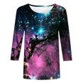 thumbnail image 4 of Blouses pour Femmes T-Shirt Imprimé Manches 3/4 Blouse Col Rond Décontracté, Blouses pour Femmes T-Shirts pour Femmes, Blouses pour Femmes Décontractées, 4 of 4