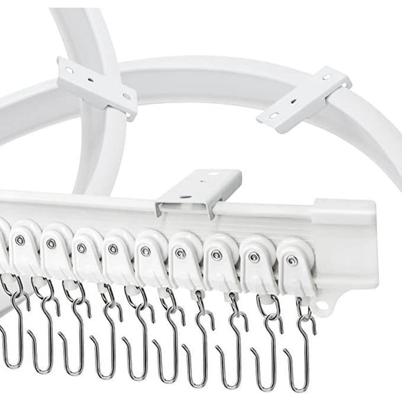 Jinsinto Flexible Curtain Rod, Extendable Curtain Rod Curtain Rod, Room Divider Curtain Rail, 5m,White