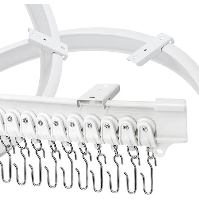 Jinsinto Flexible Curtain Rod, Extendable Curtain Rod Curtain Rod, Room Divider Curtain Rail, 5m,White