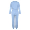 thumbnail image 5 of Mrat Womens Two Piece Outfits 2 Piece Jogging Sets Solid Polyester Long Sleeve Sweatsuits Sets Two Piece Track Suits Drawstring High Waist Pants Set Comfy Outfits D-Blue L, 5 of 5