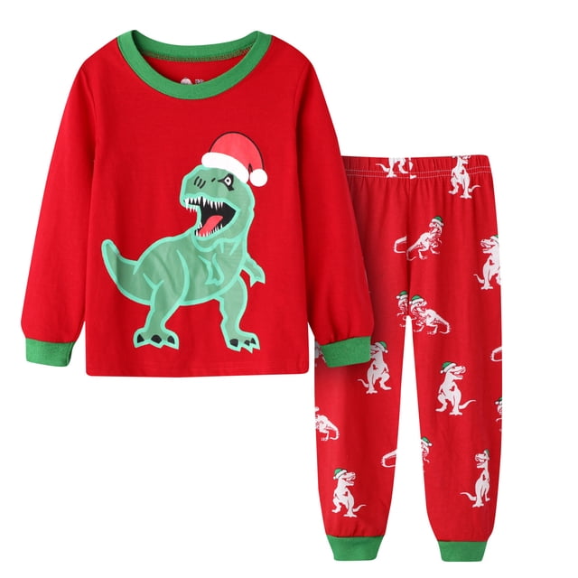 AJIWYH Pyjamas de Noël pour Enfants en Coton à Manches Longues Assortis pour les Fêtes, Ensemble de Pyjamas pour Garçons et Filles, Pyjamas de Noël Rouges pour Filles, 5-6 Ans