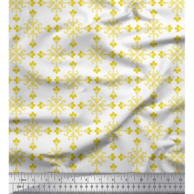 Soimoi Poly Georgette Fabric Damask Decorative Decor Fabric Printed Yard 42 Inch Wide