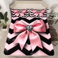 thumbnail image 2 of Erosebridal Princess Bow Bed Sheets Set Queen Size, Chic Diamond Bed Sheets Queen, Pink Wave Line Decor,, 2 of 7