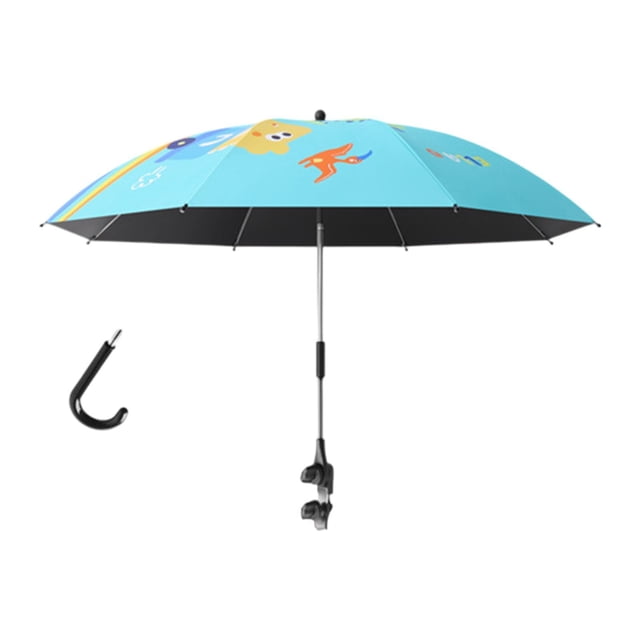 jinwen Baby Pram Umbrella Sun Protection Beach Umbrella for Golf Cart Bike Outdoors Blue Train