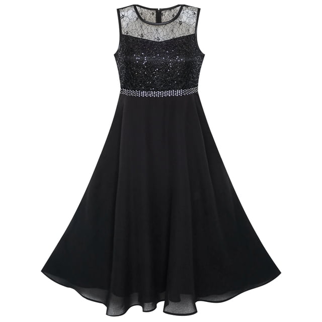 Robe Fille en Chiffon avec Strass pour Demoiselle d'Honneur, Danse, Bal, Maxi Robe 8 Ans