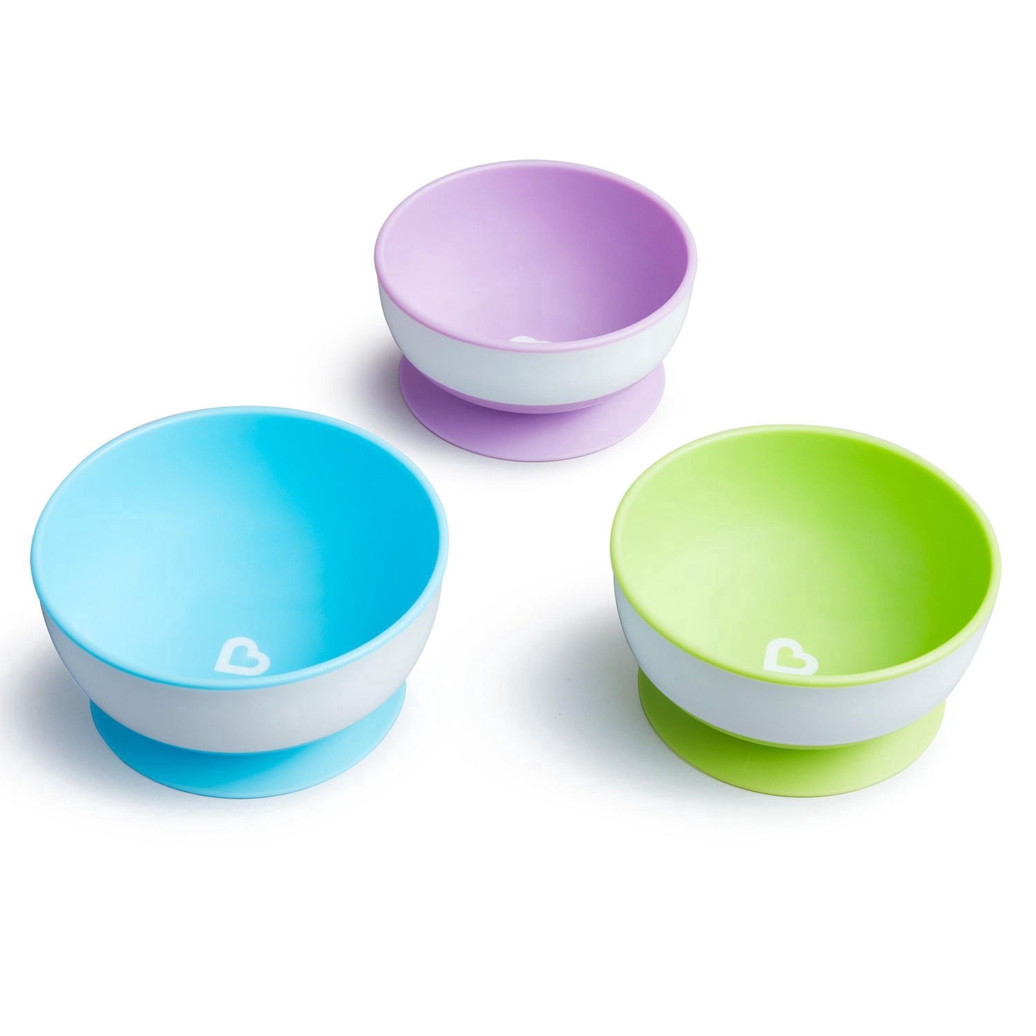 Munchkin Stay Put Suction Bowl, Includes Strong Suction Base and Quick-Release Tabs, Microwave Safe and BPA-Free, 3 Pack