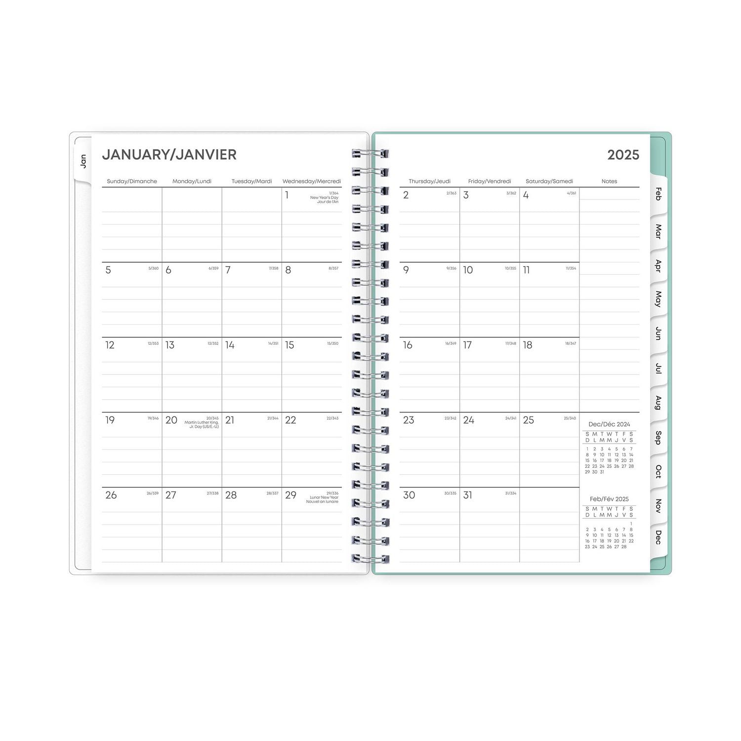 Agenda hebdomadaire/mensuel 2025, 5 po x 8 po, Blue Sky, Elysian
