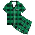 thumbnail image 1 of MIASHUI Pyjama pour Enfants Filles Garçons Doux et Confortable à Carreaux Pyjama Ensemble 2 Pcs, Vert, 8-9 Ans, 1 of 4