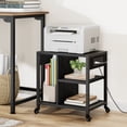 thumbnail image 1 of Under Desk Printer Stand Black - 4-Tier Mobile Cart with Power Outlets & USB Ports for Home Office (1-Pack), 1 of 7