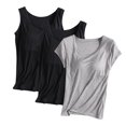 thumbnail image 1 of Diufon Lot de 3 Hauts pour Femmes Sans Manches & Manches Courtes Blouse Décontractée d'Entraînement d'Été Basique Col Rond, 1 of 2