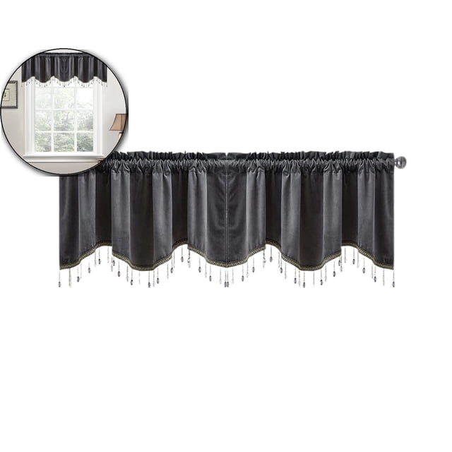 Dvruxg Fringed Window Curtains, Patterned Short Drapes with Tassels – Polyester Rod Pocket Panels for Kitchen, Bathroom, Living Room – Stylish Modern Home Decor