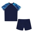 thumbnail image 4 of Sxiwei Kids Boys Two Pieces Rash Guard Swimsuit Short Sleeve Shirt Top with Shorts Sets Navy Blue XXL, 4 of 7