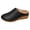 Black, variant on Women's Wedge Leather Clogs Close Toe Leather Hollow Out Mules Comfortable Slip On Backless Slide Dress Sandals White Size 6.5