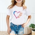 thumbnail image 1 of Hauts Filles T-Shirts Chemises Enfants Mignon Graphique Col Rond Manches Courtes Été Décontracté Chemise Hauts pour Filles, 1 of 4