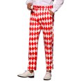 thumbnail image 4 of INSPIRE CHIC Pantalon Imprimé Argyle pour Homme Coupe Régulière devant Plat Pantalon Habillé 38 Rouge Blanc, 4 of 5