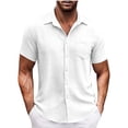 thumbnail image 1 of Chemises pour Hommes, Mode Décontractée Col en V Manches Pull Respirant Chemise Blouse Hauts, 1 of 5
