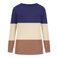 thumbnail image 4 of EQWLJWE Chemises à Manches Longues pour Femmes Été Femmes Décontracté Patchwork Imprimé Col Rond Manches Longues Chandail Blouse Chandail en Molleton Hauts Vêtements d'Automne pour Femmes, 4 of 5