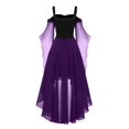 thumbnail image 4 of Robes Style Gothique pour Femmes Grande Taille Robe Midi Élégante avec Manches Évasées en Chiffon Tenue de Soirée Ourlet Irrégulier, 4 of 5