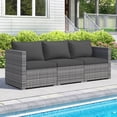 thumbnail image 1 of Costway 3PCS Patio Sectional Sofa Set, PE Rattan Modular Couch Furniture Set with Cushions Black + Mix Gray, 1 of 10