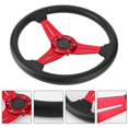 thumbnail image 4 of Universal Racing Steering Wheel, 14Inch 6 Bolt Anti Slip PU and Aluminum Gaming Steering Wheel with Horn Button for Racing / Car Sim Driving / JDM Sports Racing Steering Wheel, 4 of 7