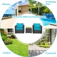thumbnail image 4 of Patiojoy 3PCS Patio Rattan Furniture Conversation Set with 2 Cushioned Sofas & Coffee Table for Outdoor Turquoise, 4 of 10