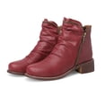 thumbnail image 2 of Zipper Chelsea Ankle Boots for Women Vintage Slouchy Leather Low Heels Short Booties Winter Fall Work Shoes, 2 of 5