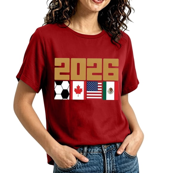 Chenmei Short Sleeve T Shirts for Women Cup 2026 Shirt Women USA Football Season T Shirt Funny Graphic Short Sleeve Shirt Womens Summer Tops