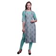 thumbnail image 1 of Bimba Kurti Longue Droite pour Femmes Imprimée Indienne en Rayonne Slub Tunique à Manches 3/4, 1 of 6