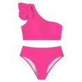 thumbnail image 3 of EGNMCR Bikini Set Women's Color High Waist One Shoulder Bikini Split Swimwear Set, 3 of 4