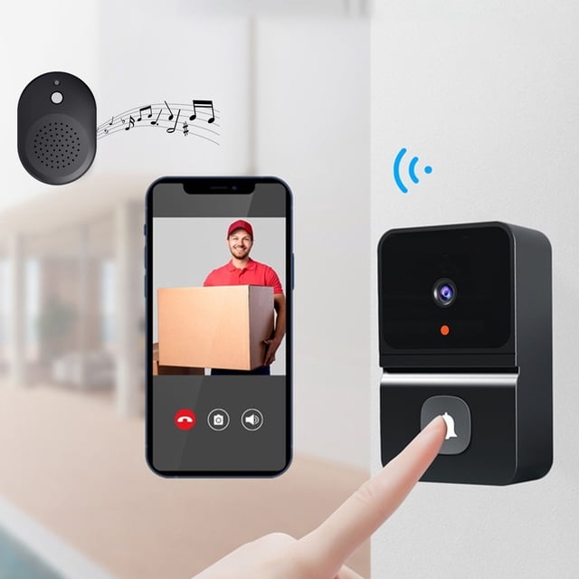 EGNMCR Smart Wireless Remote Video Doorbell Intelligent Visual Doorbell Home Intercom HD Night Vision Wifi Rechargeable Security Door Doorbell WiFi doorbell