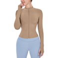 thumbnail image 1 of ORUYROP Veste de Course Légère Extensible pour Femmes avec Fermeture Éclair Complète et Trous pour les Pouces, 1 of 7