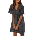 thumbnail image 3 of SMihono Robe d'Été Grande Taille pour Femmes 2023 Mode Imprimée Décontractée Printemps et Été Col en V Manches Courtes Longueur Genou, 3 of 4