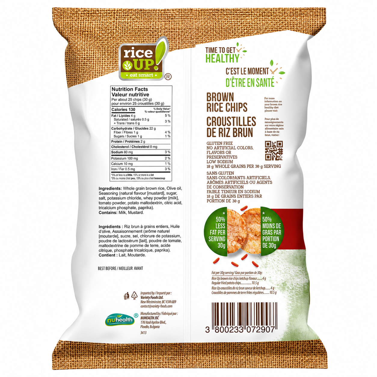 RiceUP! Croustilles de riz brun au ketchup
