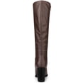 thumbnail image 2 of BLISSFUL STEP Women's Boots Knee High Chunky Heel Round Toe Side Zipper Faux Leather Dress Boots  Coffee 9, 2 of 7